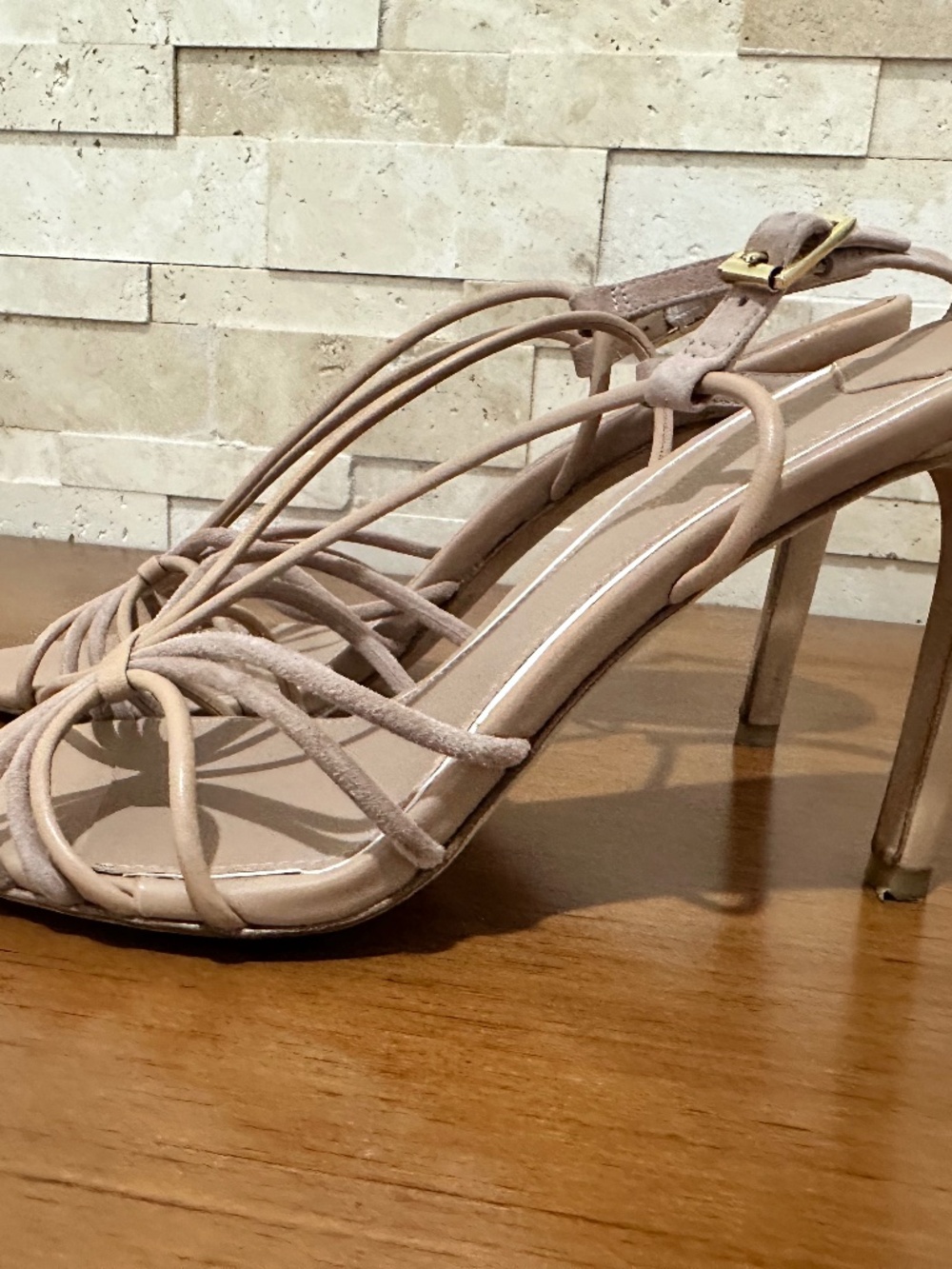 Diane von Furstenberg MILENA POWDER Stiletto Heels Size 8.5 Open Toe Leather